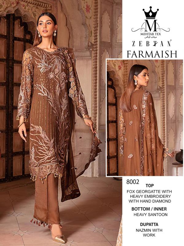 Mehtab Tex Zebtan Farmaish Georgette Pakistani Salwar Suits Collection